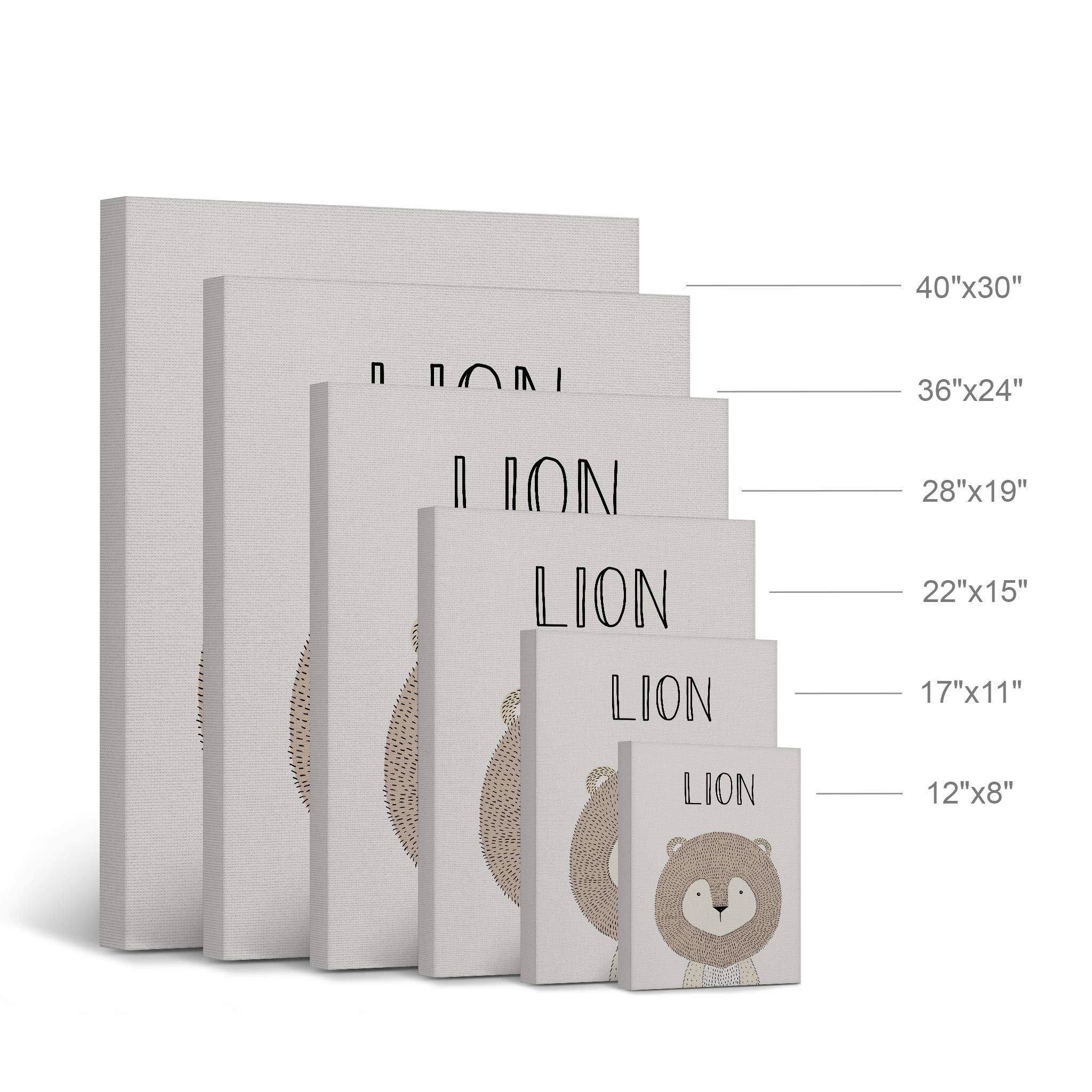 Lion Canvas Wall Art for Kids Room - 40x30 Inch Smile Art Design Painting with Cream Background, Nursery & Baby Room Decor - Handmade in USA | Perfect for Playrooms, Bedrooms & Gifts
