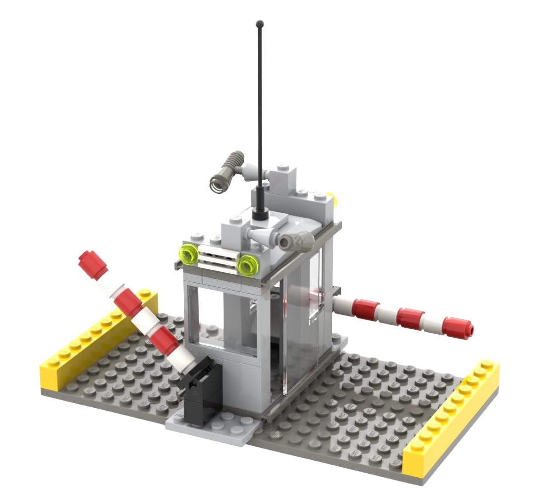 2 Lane Toll Booth Building Bricks Set - MOC City Town Toys, Security Checkpoint & Parking Lot Compatible with LEGO & Major Brick Brands | Educational STEM Toy for Kids Ages 4+ | Perfect for City Layouts, Traffic Play & Learning Scenarios