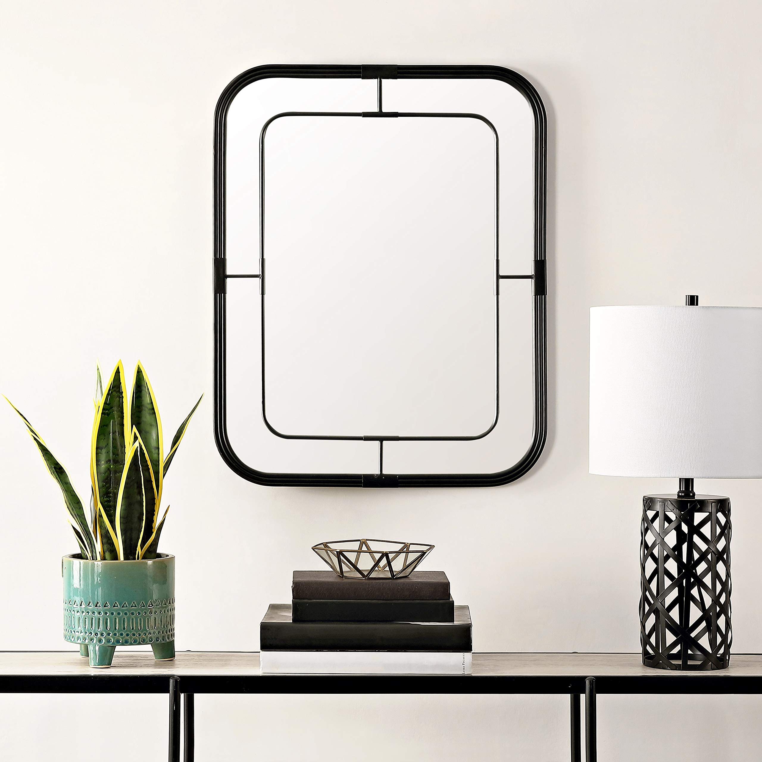 26-Inch Black Rectangular Wall Mirror - Modern Contemporary Accent Mirror (22