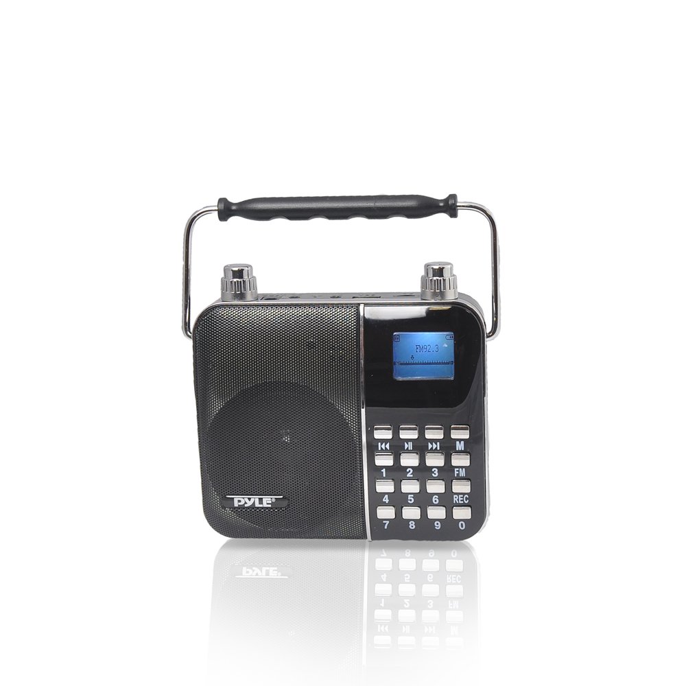 Portable PA Speaker System with Wireless Microphone - Rechargeable Karaoke Machine, USB/SD Card Reader, LCD Lyrics Display for Outdoor Parties, Camping & Home Entertainment - Pyle PWMA68