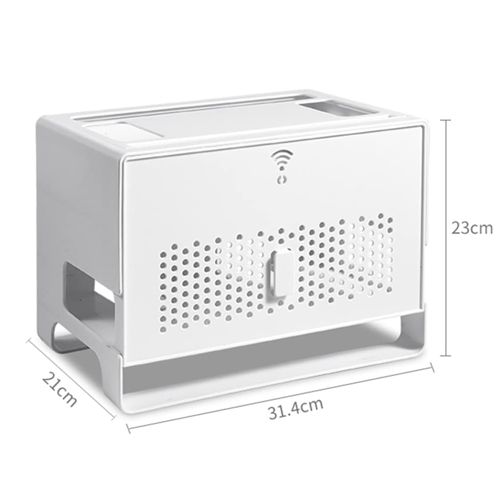 Wireless Router Storage Box & TV Set-top Box Organizer - Desktop Cable Management Rack for Living Room, Home Office, and Entertainment Center