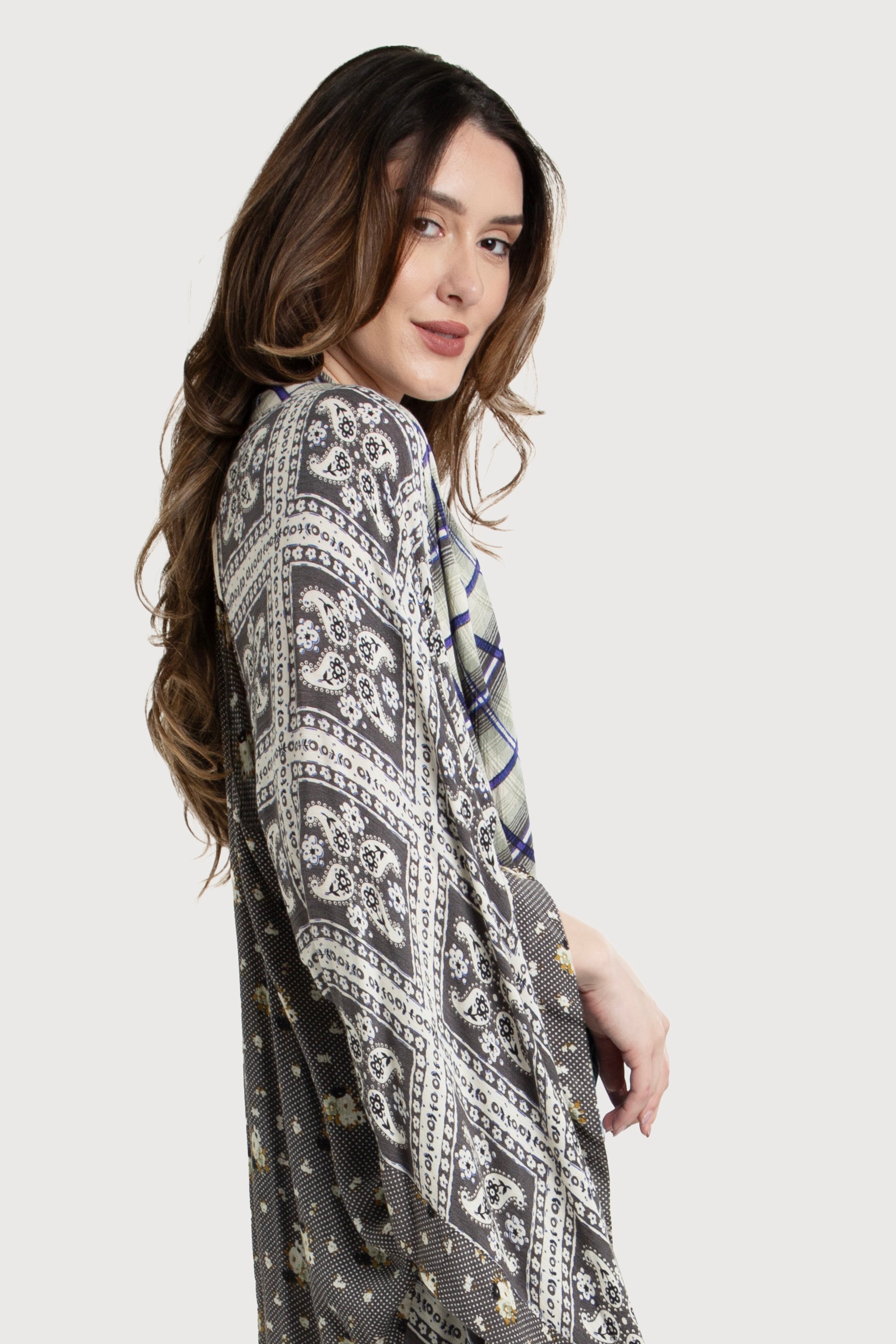 Floral Paisley Patchwork Cut Out Kimono Cardigan - Boho Chic Lace Trim Cover Up for Women - Perfect for Beach, Festival, and Summer Outfits