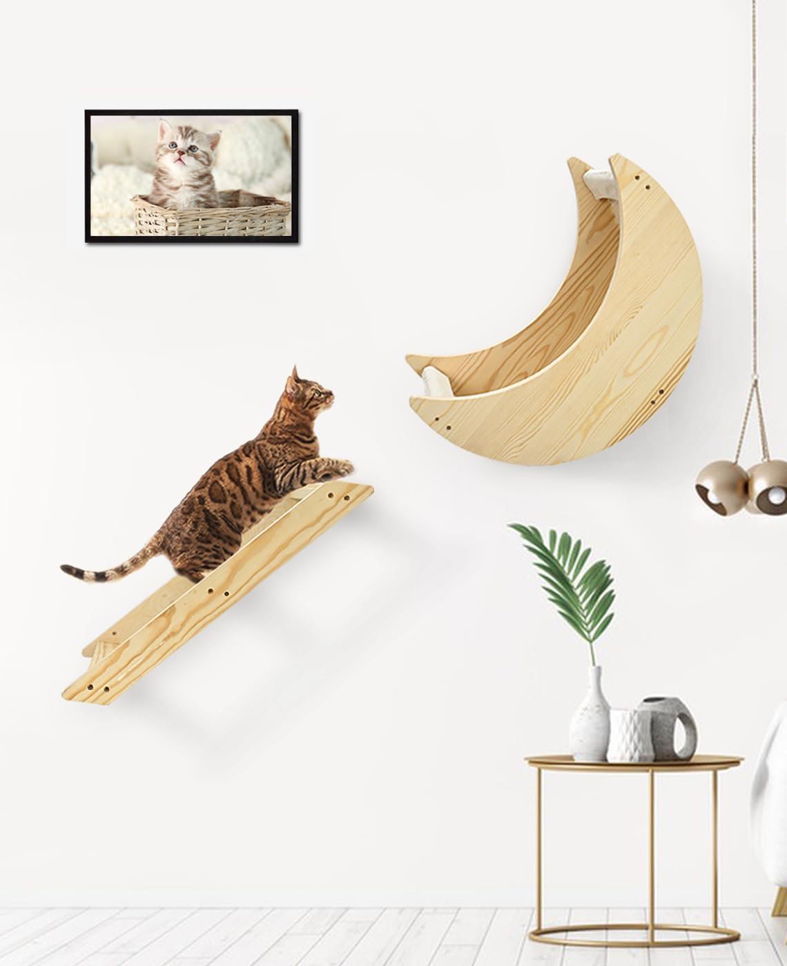 Cat Wall Shelves with Steps - Wall Mounted Cat Furniture for Climbing, Sleeping & Play - Multi-Level Cat Perch for Indoor Cats & Kittens - Perfect for Small Spaces & Cat Enrichment Activities