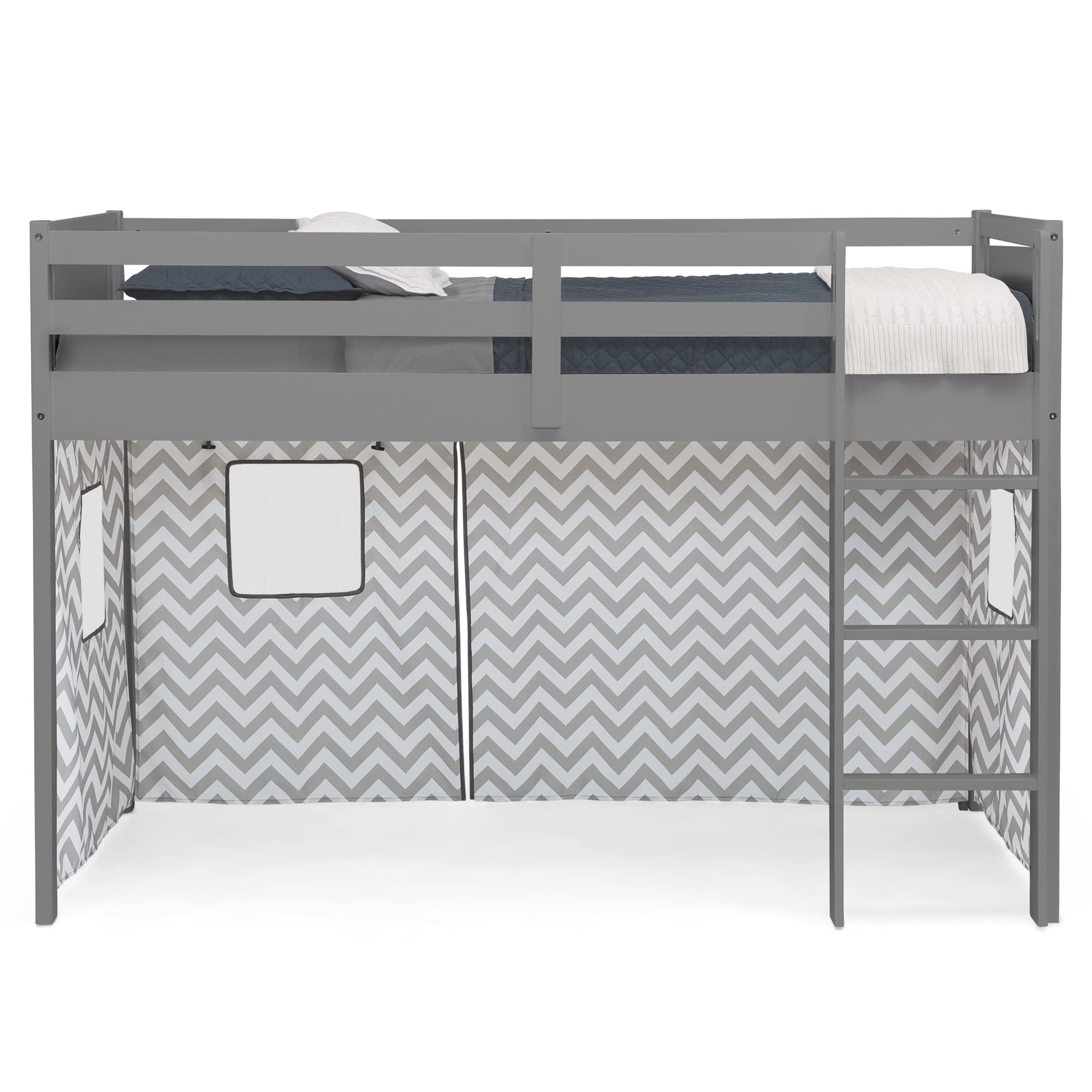 Delta Children Loft Bed Tent Curtain Set for Twin Loft Beds (Bed Sold Separately) - Grey Chevron Design | Perfect for Kids' Bedroom Decor, Sleepovers & Playtime Adventures