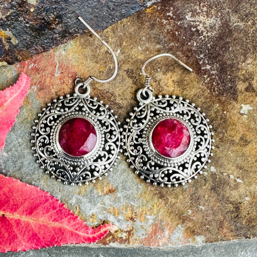 Sterling Silver Red Ruby Stud Earrings for Women - Dainty & Elegant Jewelry Gift for Birthday, Anniversary, or Valentine's Day - Perfect for Parties, Weddings, and Special Occasions