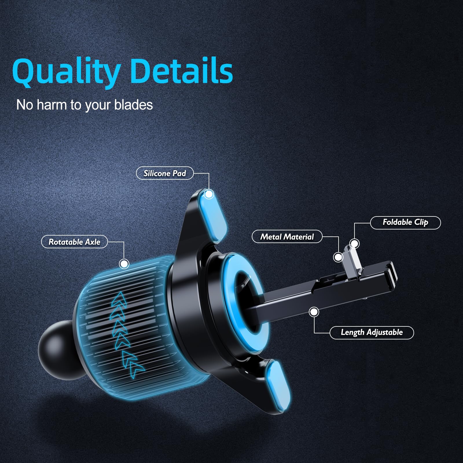 Universal Car Phone Mount - Foldable Aluminum Vent Clip Holder for iPhone, Samsung & More | Compatible with Mercedes, BMW, Lexus, Toyota, Ford, Chevrolet, Honda | Perfect for GPS Navigation, Hands-Free Calling & Road Trips