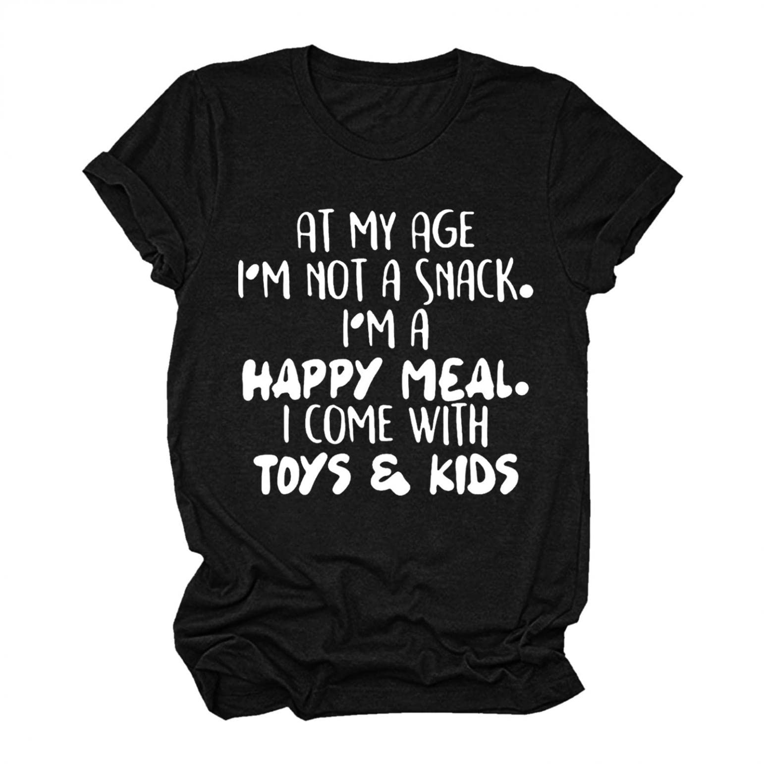 Funny Mom Graphic Tees for Women - 'At My Age I'm Not A Snack I'm A Happy Meal' Saying Short Sleeve T-Shirts | Perfect for Mother's Day, Birthday Gifts & Casual Wear