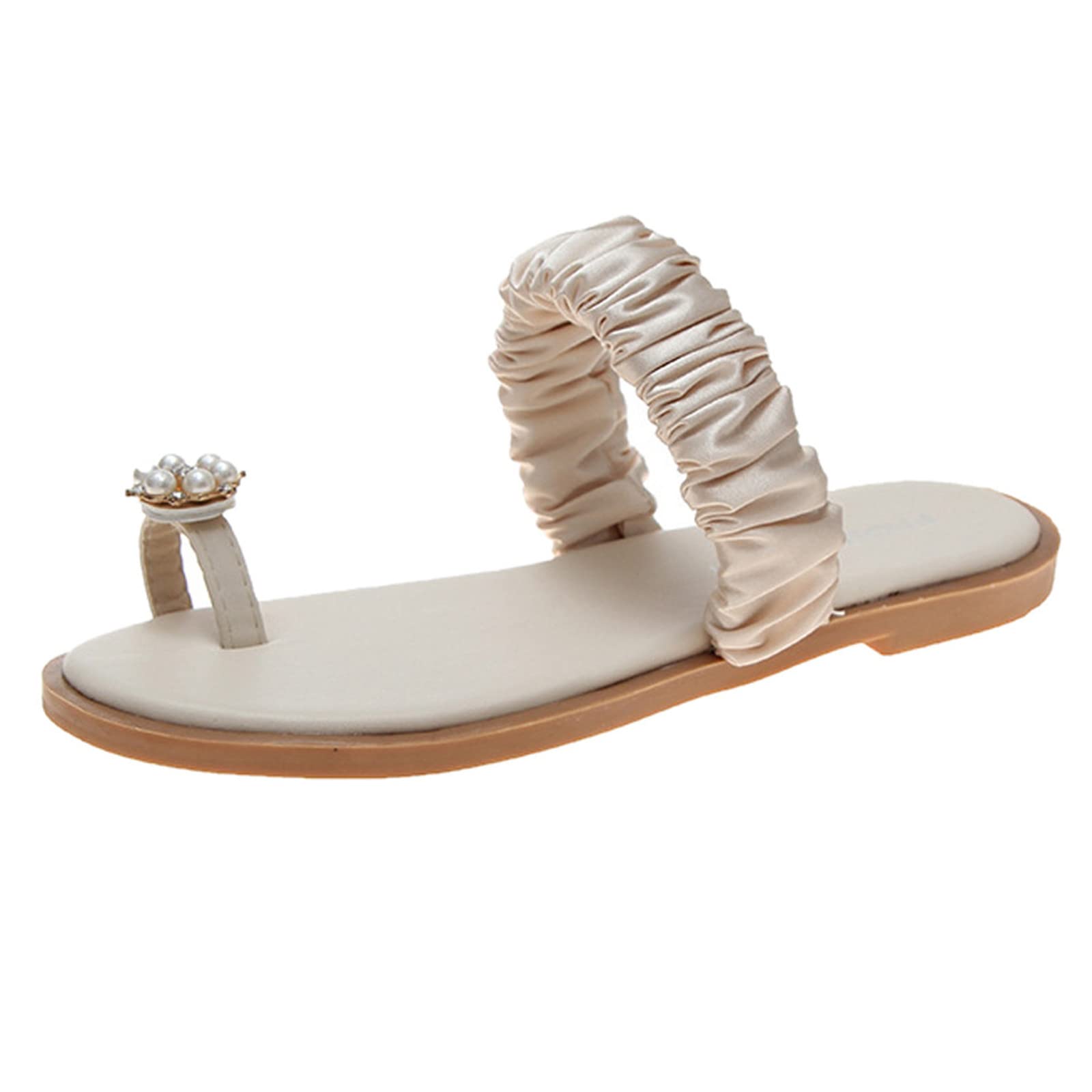 Women's Comfortable Flip Flops with Arch Support - Breathable Elastic Strap Beach Sandals, Pearl Decorated Casual Slippers for Home, Outdoor & Travel | Perfect for Summer, Poolside, and Vacation Wear