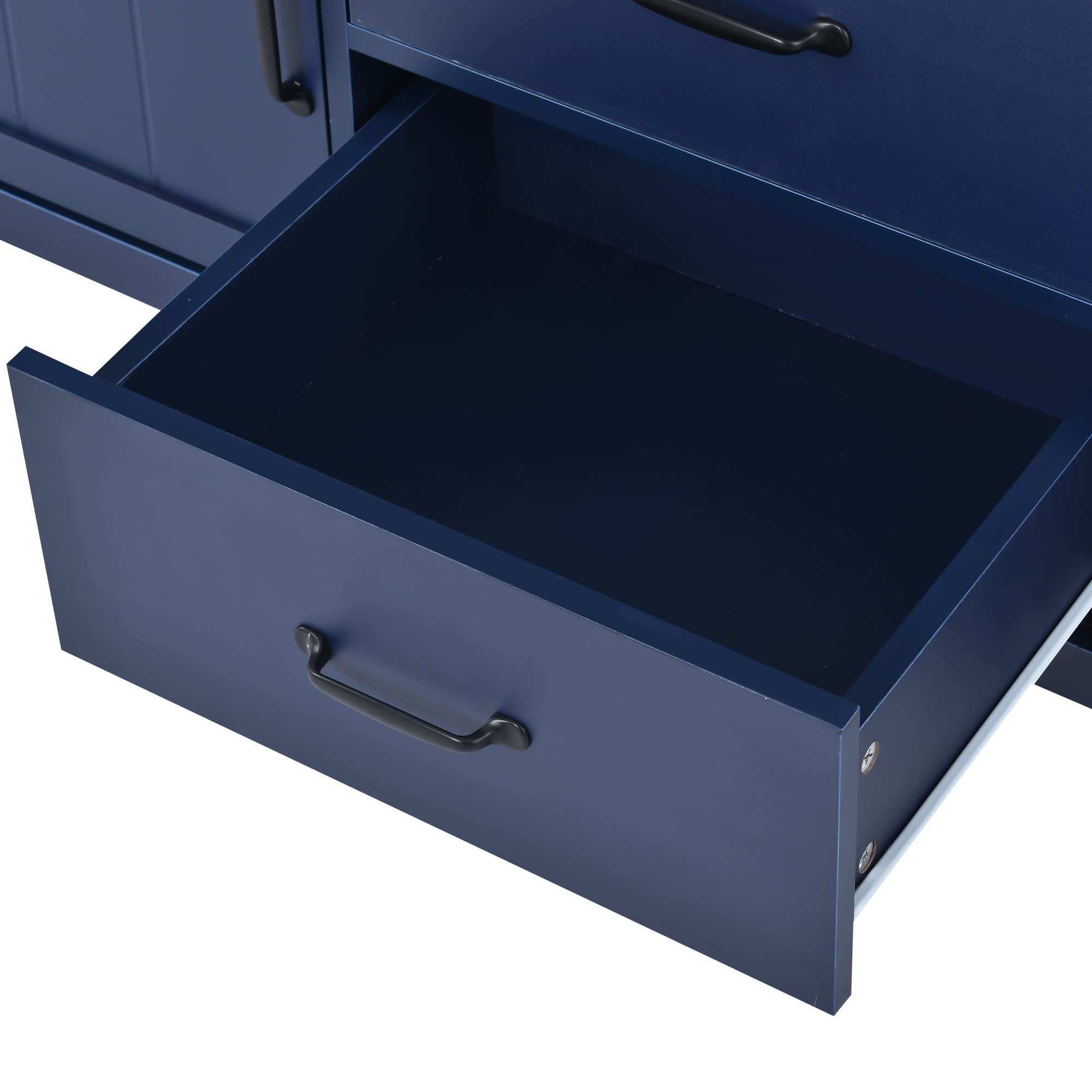 Modern 72 Inch TV Stand with 2 Doors & 2 Drawers - High Capacity Wooden Entertainment Center, Open Style Media Console Cabinet for Living Room - Navy Blue (Perfect for Home Theater Setup & Living Room Storage)