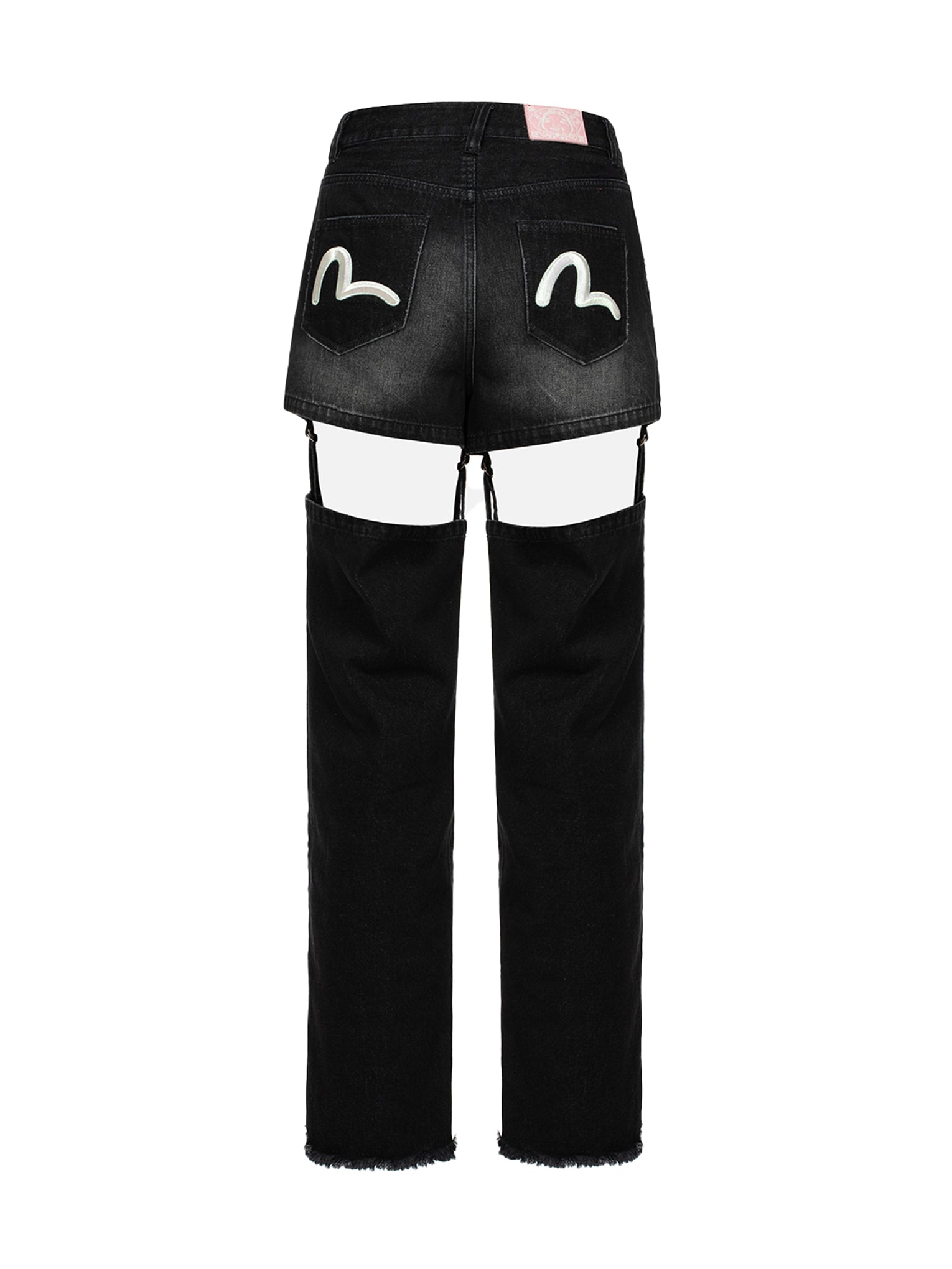 Seagull Embroidery Detachable Cutout High Waist Skinny Jeans for Women - Trendy Distressed Denim Pants with Unique Design, Perfect for Casual Outfits, Parties and Street Style Fashion