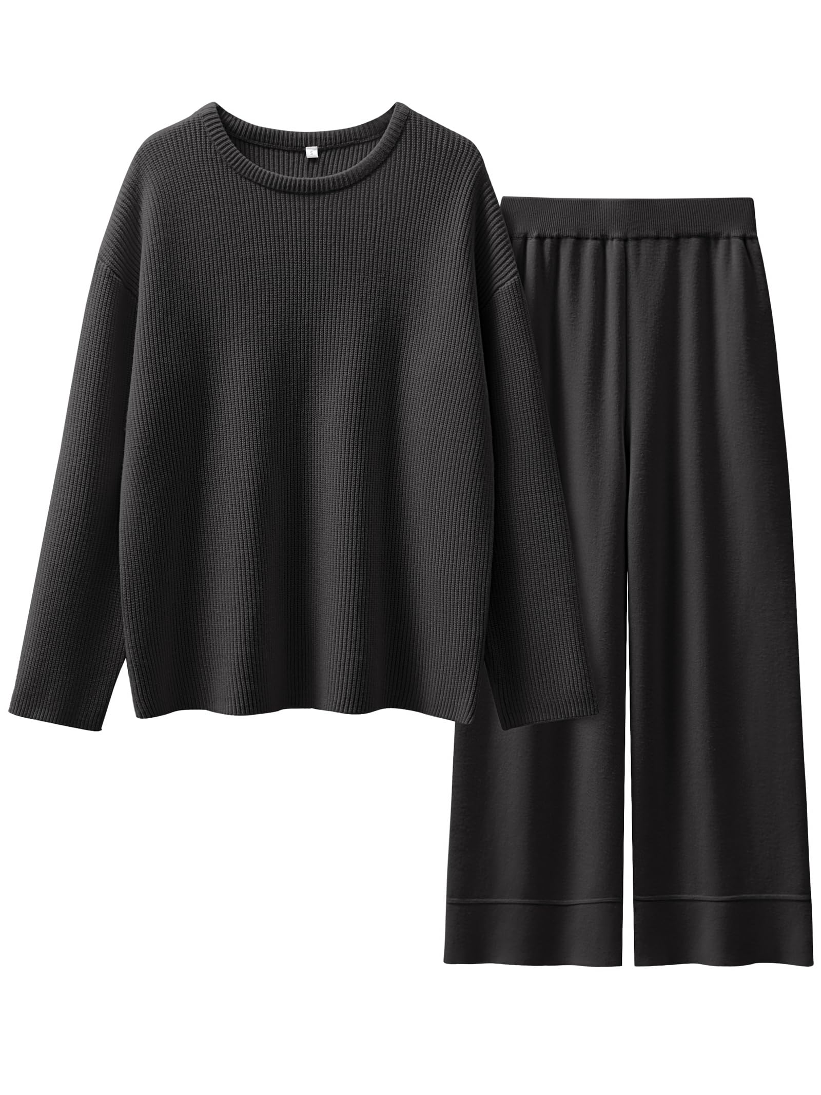 ANRABESS Women's Casual Two Piece Sweater Lounge Set - Cozy Pullover & Wide Leg Pants Matching Outfit for Fall 2024 | Loose Comfort Wear for Home, Office & Weekend Relaxation