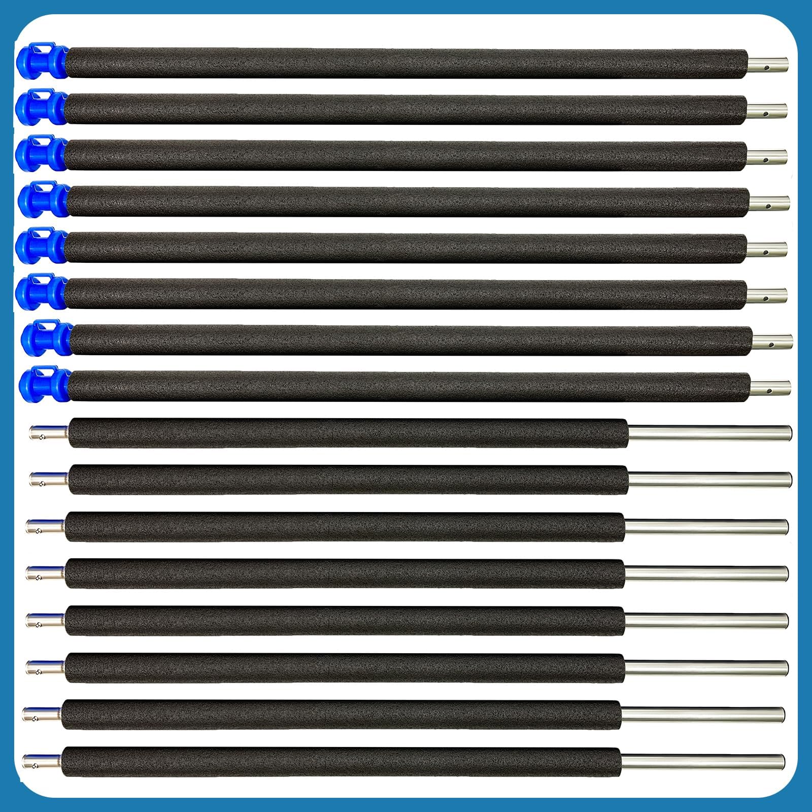 8 Universal Trampoline Enclosure Net Poles - Replacement Poles & Hardware Kit for 8 Straight Poles Round Frame Trampolines | Perfect for Backyard Safety & Kids Outdoor Play