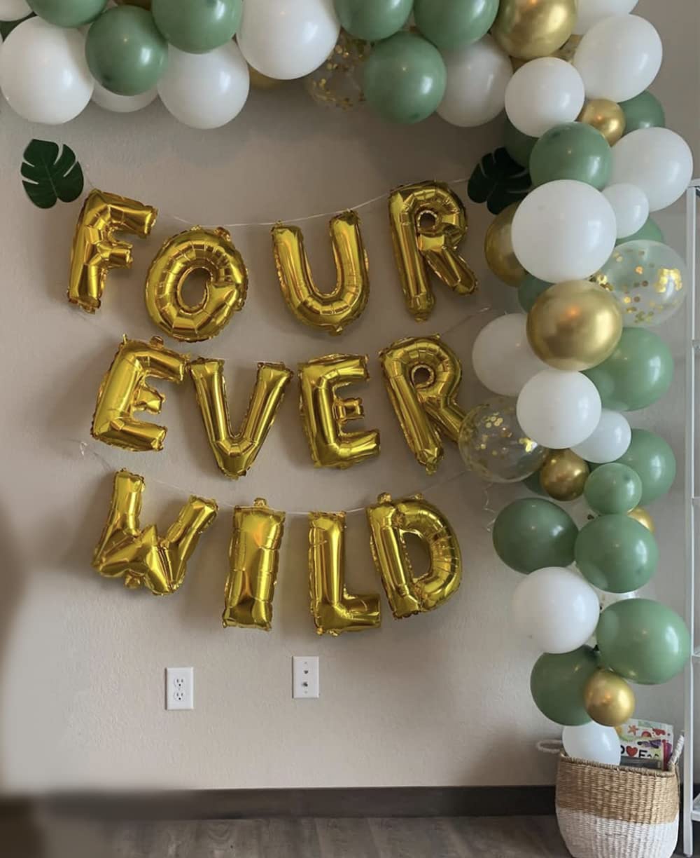13 PCS JeVenis FOUR EVER WILD Balloons - Premium Birthday Party Decorations for 4th Birthday, Baby Shower & Special Events | Durable Latex Balloons for Indoor/Outdoor Celebrations