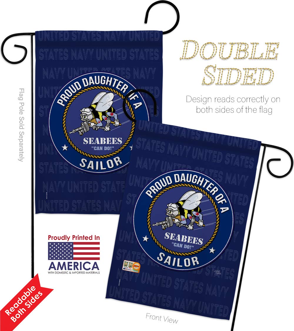 Navy Seabees Proud Daughter Garden Flag - Double-Sided US Military Yard Banner 28x40 Inch | Made in USA | Perfect for Veterans Day, Memorial Day & Military Home Decor