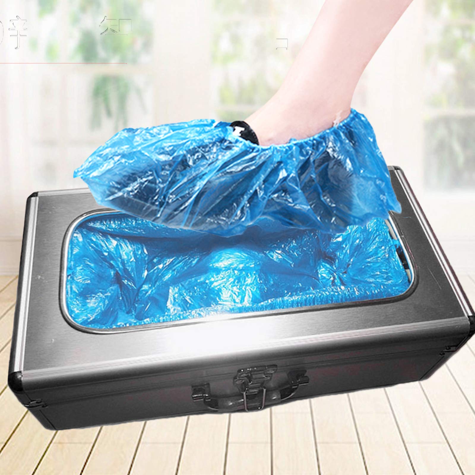 Automatic Shoe Cover Dispenser Machine with 200pcs Disposable Waterproof Boot Covers - Dust Proof for Medical, Home, Office & Shop Use - Perfect for Hospitals, Clinics, Clean Rooms & Home Entryways