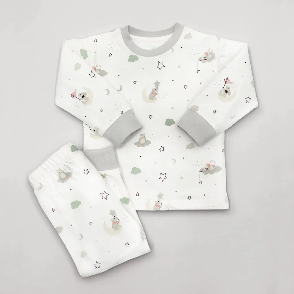 Bedtime Bear & Bouquet Baby Girl Sleep Set - Soft Cotton Pajamas & Matching Headband - Cute Toddler Sleepwear for Girls (LBG1034) - Perfect for Bedtime, Nursery, and Photo Shoots