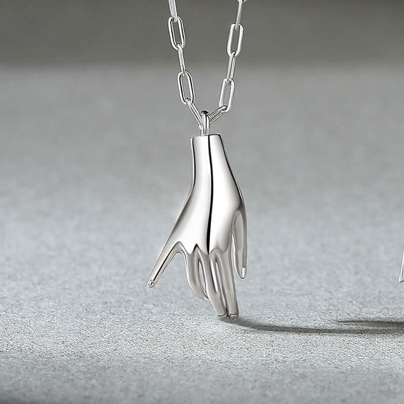 Hold My Hand Promise Matching Chain Necklace - Couple Gift for Anniversary, Valentine's Day & Romantic Occasions | N0362