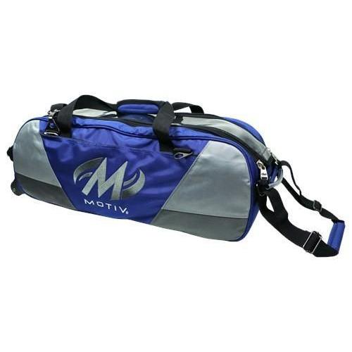 Motiv Ballistix Triple Tote Roller Bowling Bag - Premium Blue Bowling Accessory for League Play & Tournament Travel