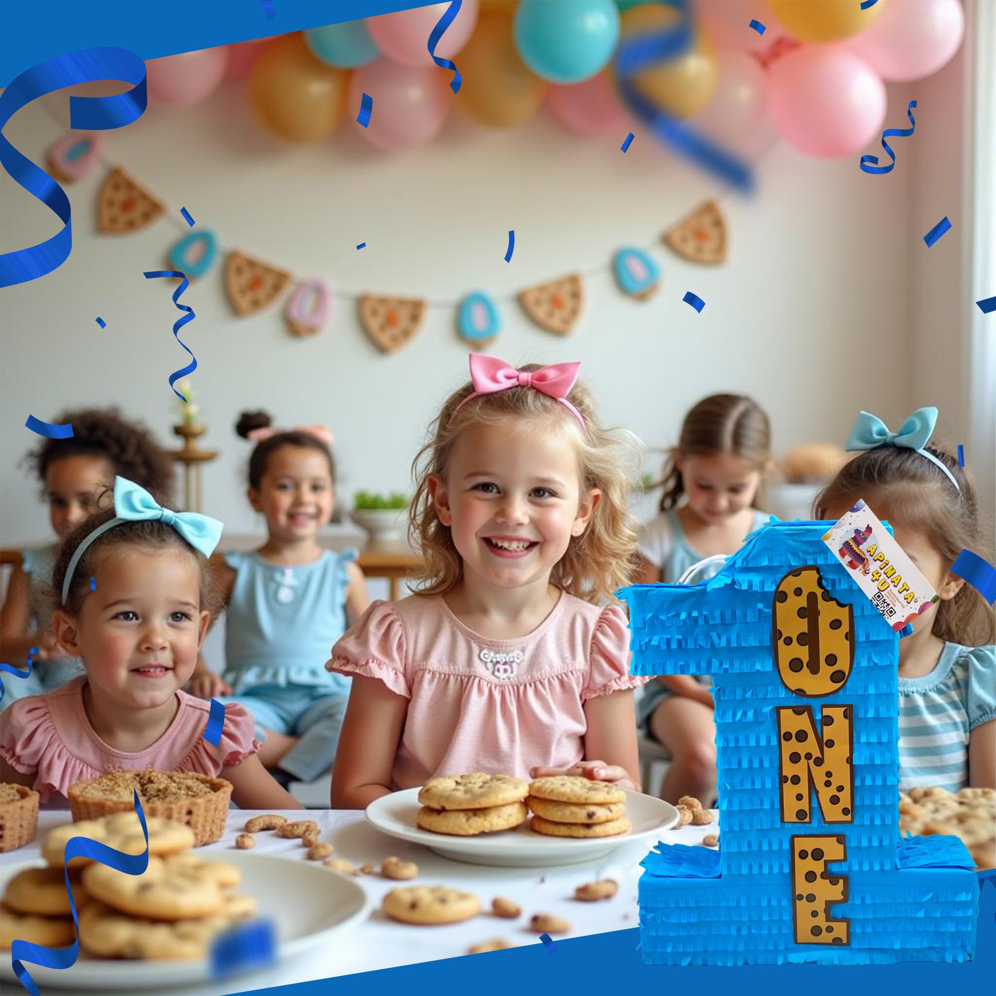 Blue Chocolate Chip Cookies Themed Pinata - 20x16x4 Inch Party Decor for 1st Birthday, Baby Shower & Celebrations | Includes Milk & Cookies Design, Gift Supplies | Perfect for Birthday Parties, Gender Reveals & Special Events