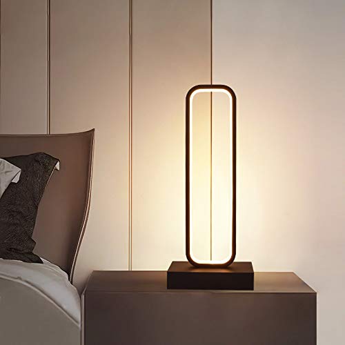 Modern LED Night Lamp - Black Rectangle Bedside Table Light, Aluminum Reading Light with Warm White Glow for Bedroom, Hotel, Office - Perfect for Late-Night Reading & Cozy Ambience