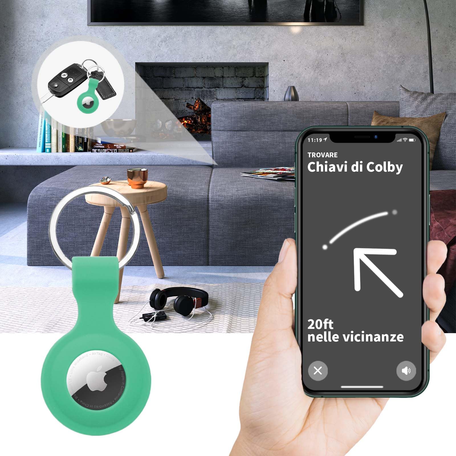 Premium Silicone Case for Apple AirTag 2021 - Anti-Lost Keychain Holder with Secure Key Ring | Protective Cover Compatible with AirTag Tracker | Perfect for Keys, Luggage, Pets & Valuables Tracking