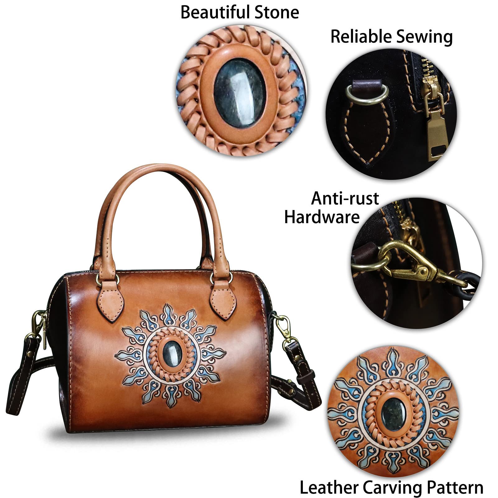 Genuine Leather Handbags for Women - Top Handle Crossbody Shoulder Bag - Handmade Small Satchel Purse - Premium Cowhide Ladies Bag for Work, Travel & Everyday Use