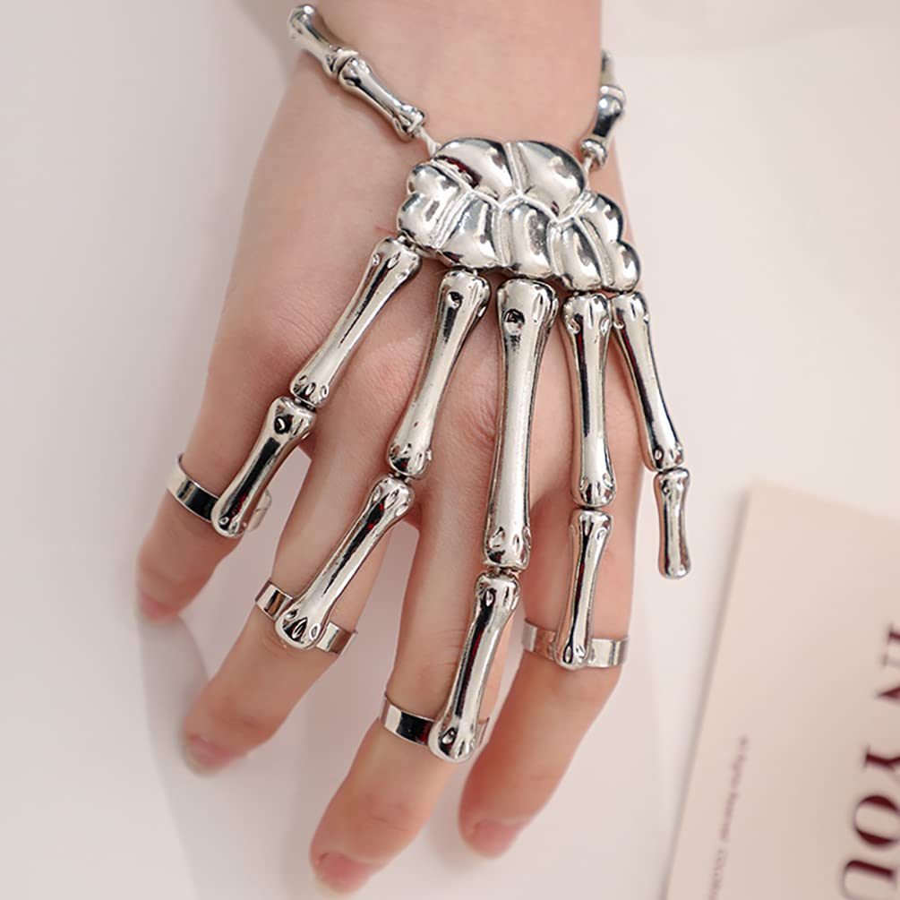 Gothic Skull Bracelet for Men & Women - Alloy Skeleton Bangle for Cosplay & Halloween