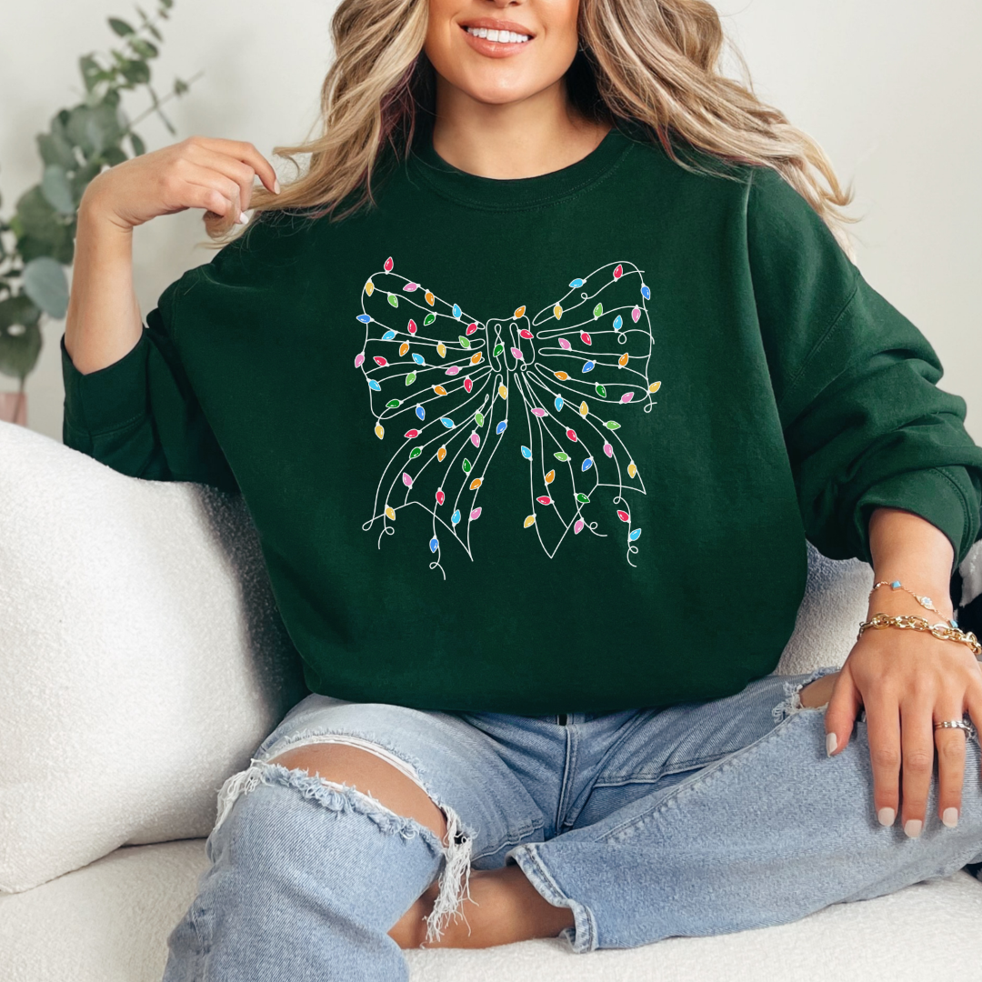 Trendy Graphic Sweatshirt with Bow Lights Design - Perfect for Casual Wear, Street Style & Instagram Outfits