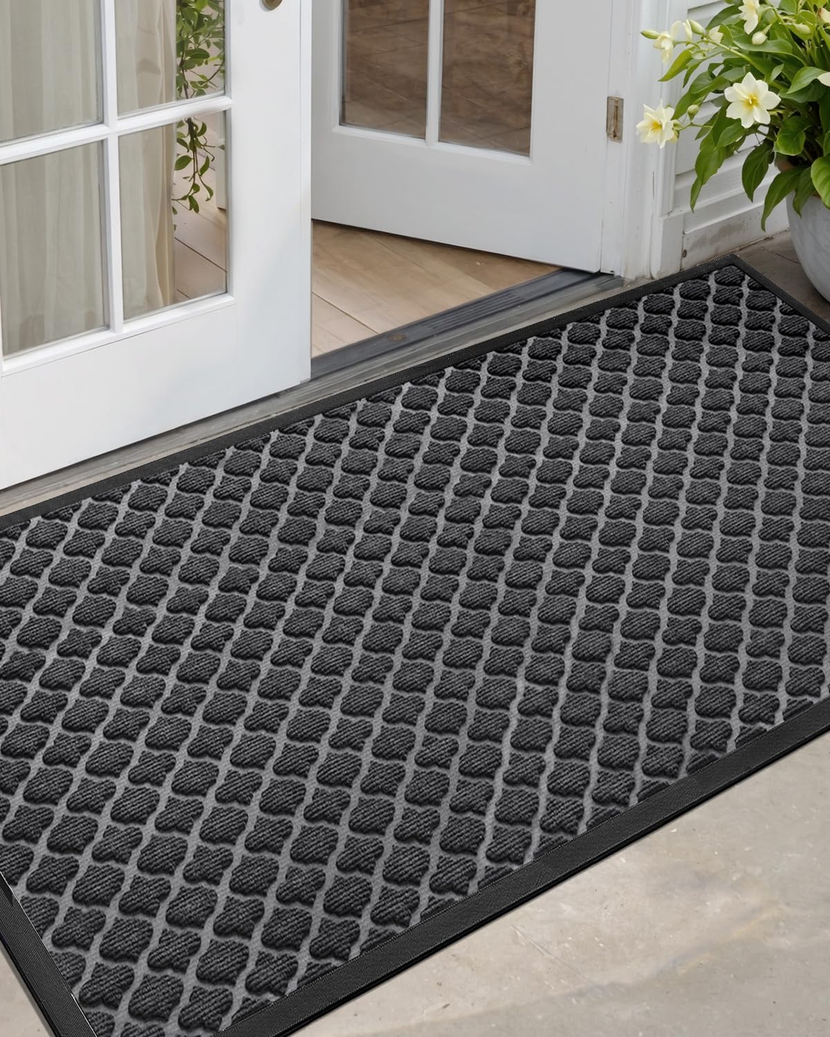 DEXI Extra Large 48x72 Inch Heavy Duty Rubber Doormat for Front Door, Entryway, Patio, Garage - Non-Slip Outdoor Welcome Mat for High Traffic Areas, Black - Perfect for Muddy Shoes, Rainy Days & Home Protection