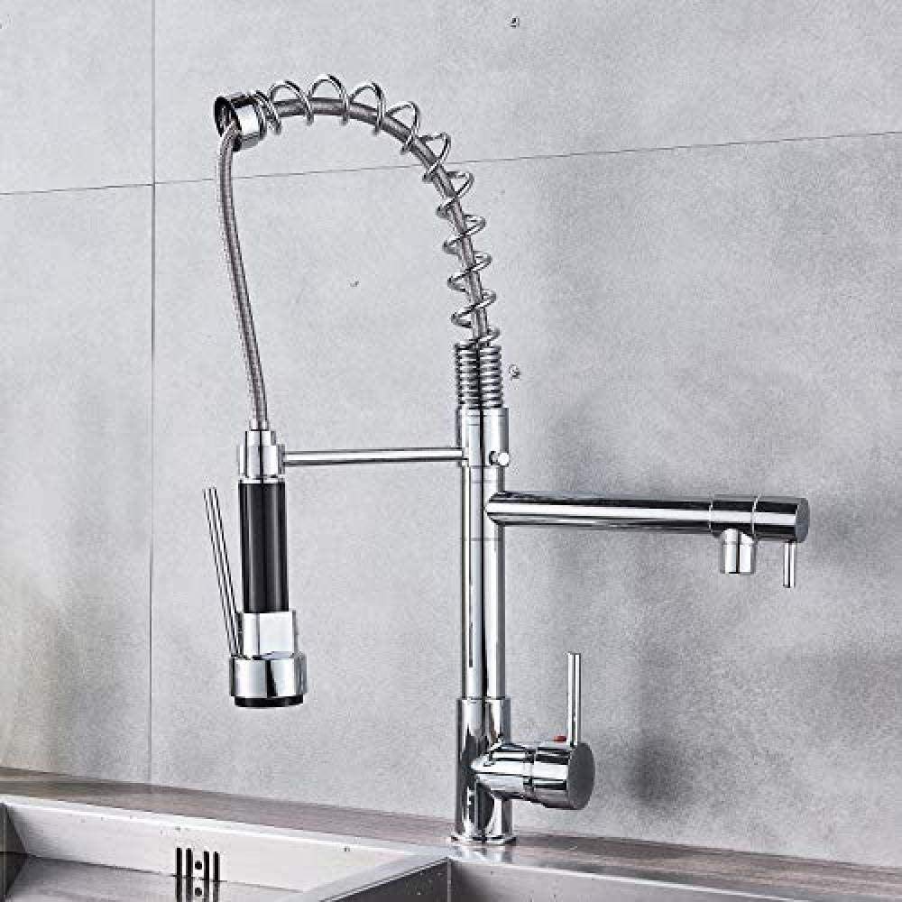 Gougeltd Chrome LED Kitchen Faucet - 360° Rotatable Brass Sink Faucet with Temperature Indicator for Hot & Cold Water - Perfect for Modern Kitchens and Bar Sinks