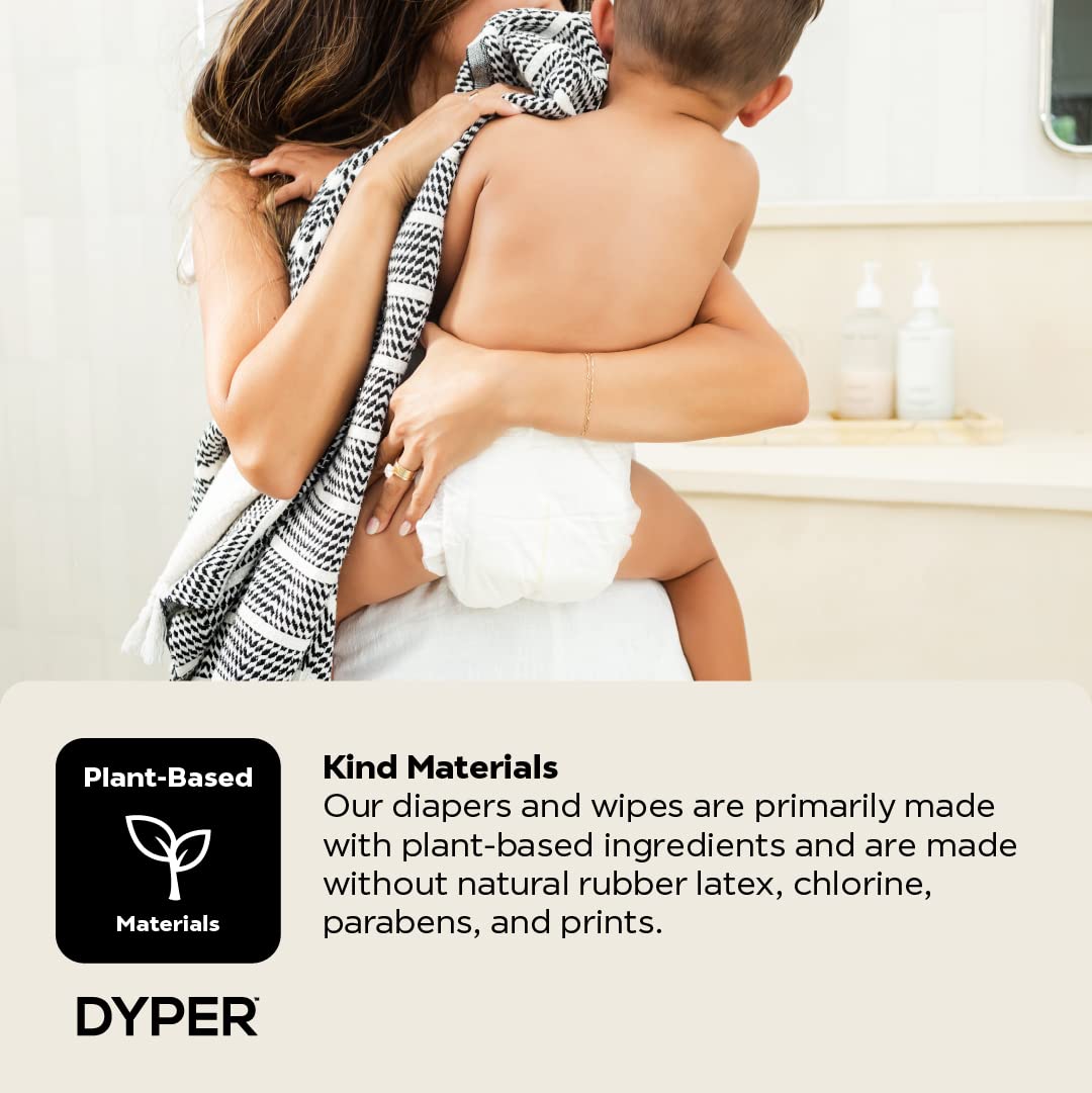 DYPER Size 2 Baby Diapers - Hypoallergenic, Plant-Based & Unscented for Sensitive Skin | Eco-Friendly Cloth Alternative | Day & Night Protection | Perfect for Newborns, Infants & Toddlers | Home, Travel & Daycare Use