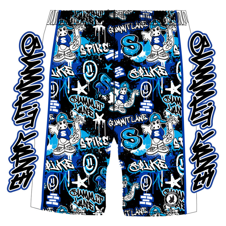 Boys & Men's Summit Lane Black Graffiti Shorts - Trendy Streetwear for Casual Wear, Gym & Summer Outfits