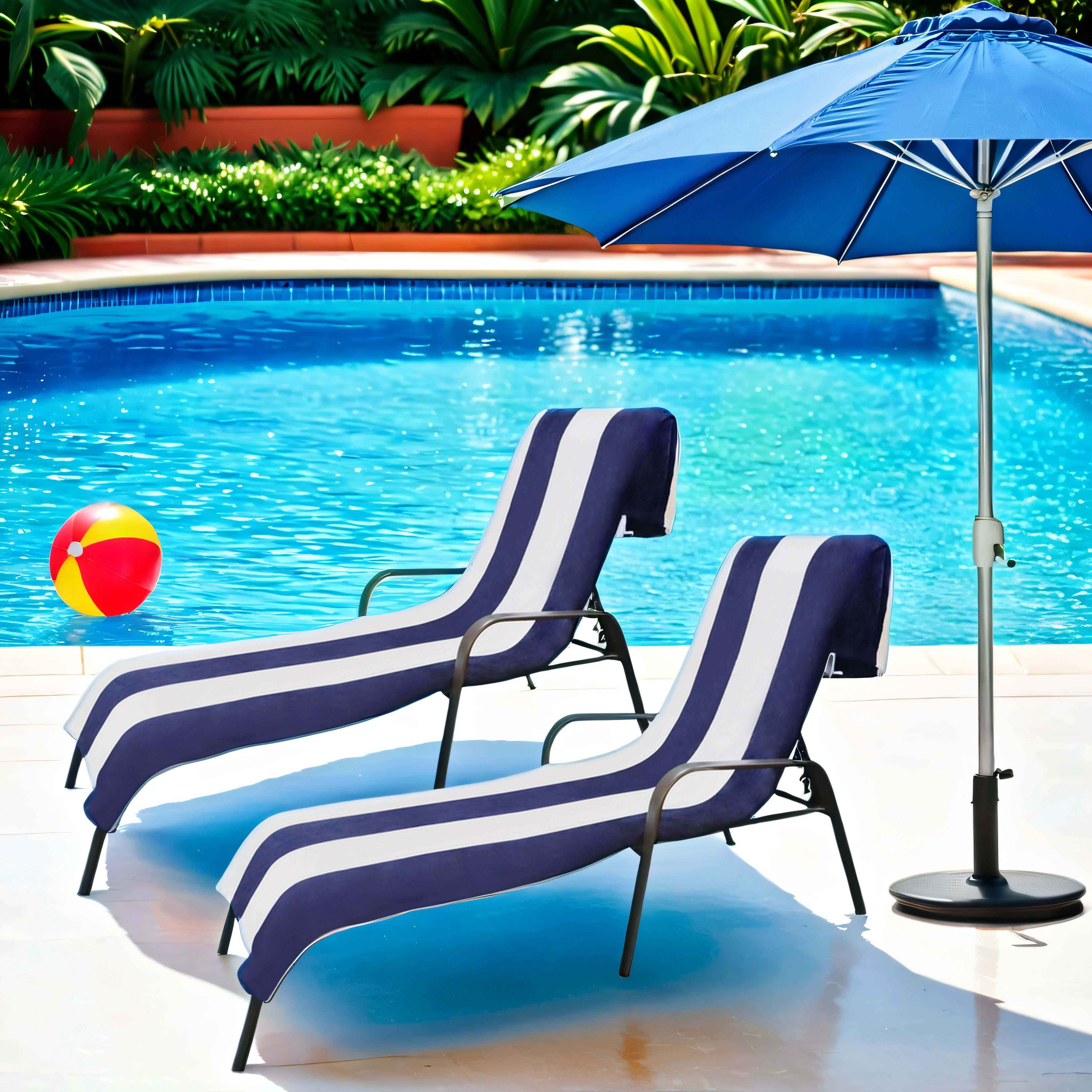 Premium Cabana Striped Cotton Beach Towel & Chaise Lounge Cover - Soft, Absorbent, UV Protection - Perfect for Poolside, Beach Vacations & Outdoor Relaxation