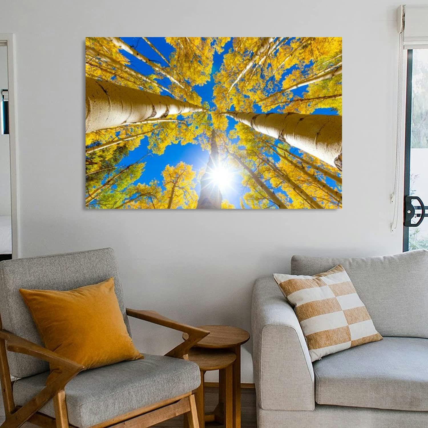 Autumn Canvas Wall Art - Fall Foliage Paintings for Bedroom, Living Room & Office Decor | Nature-Inspired Home Wall Decor for Above Bed, Bathroom & Workspace