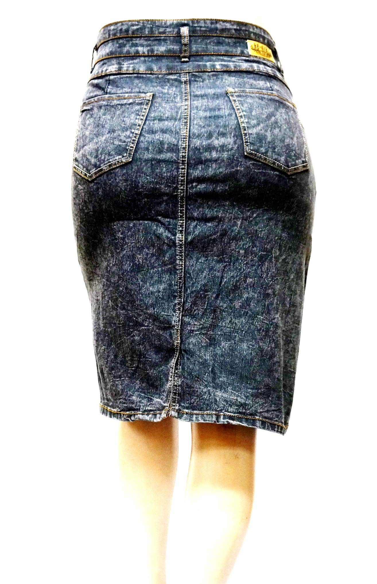 Jack David Women's Plus Size Blue & Black Stretch Denim Skirt - Curvy Fit Soft Comfortable Jeans Skirt Size 2X - Perfect for Casual Wear, Office Outfits & Weekend Shopping (Style: BE-Girl Snow Black 75575X)