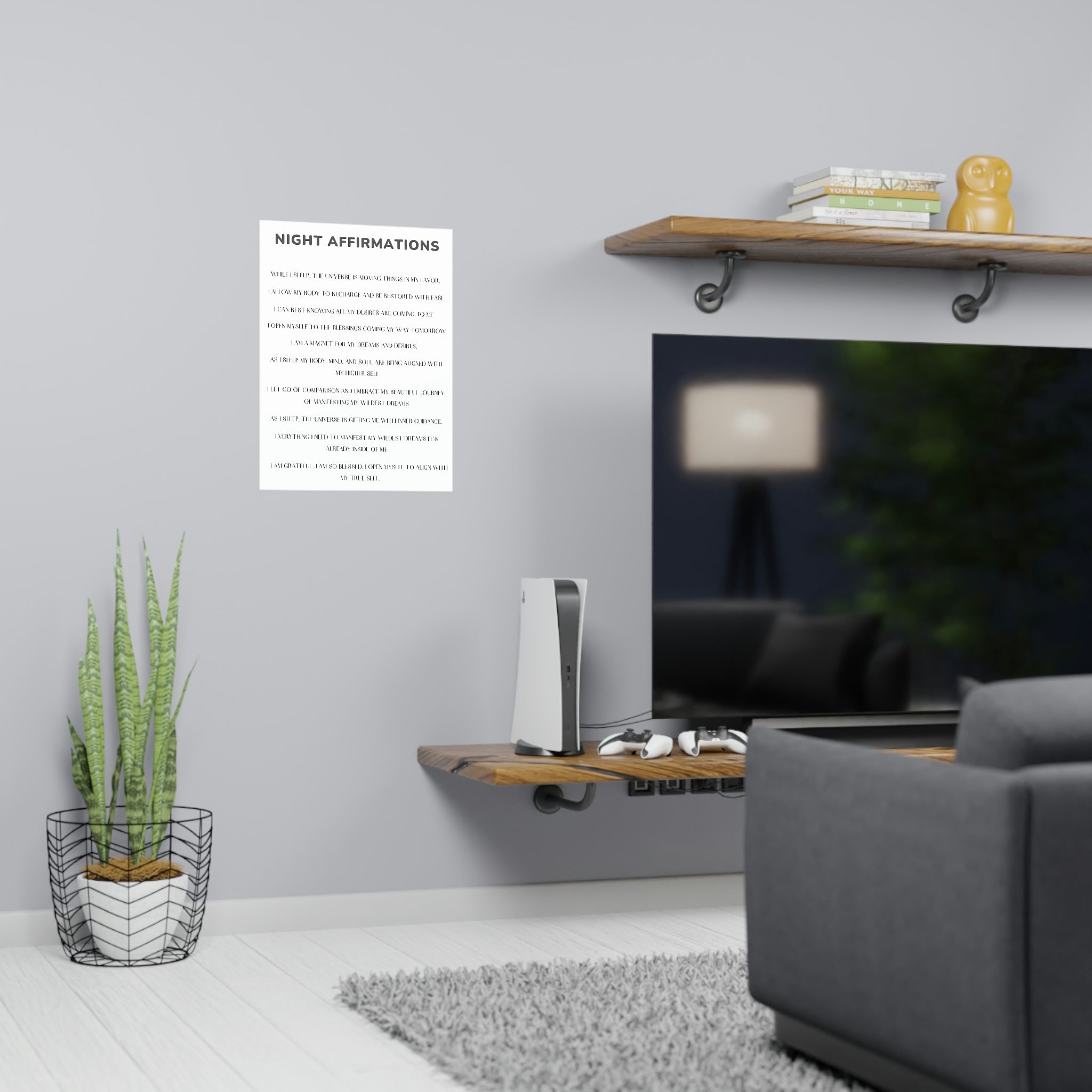 Night Time Affirmations and Manifestation Sayings Vertical Matte Poster - Positive Bedroom Wall Art for Meditation & Self-Care