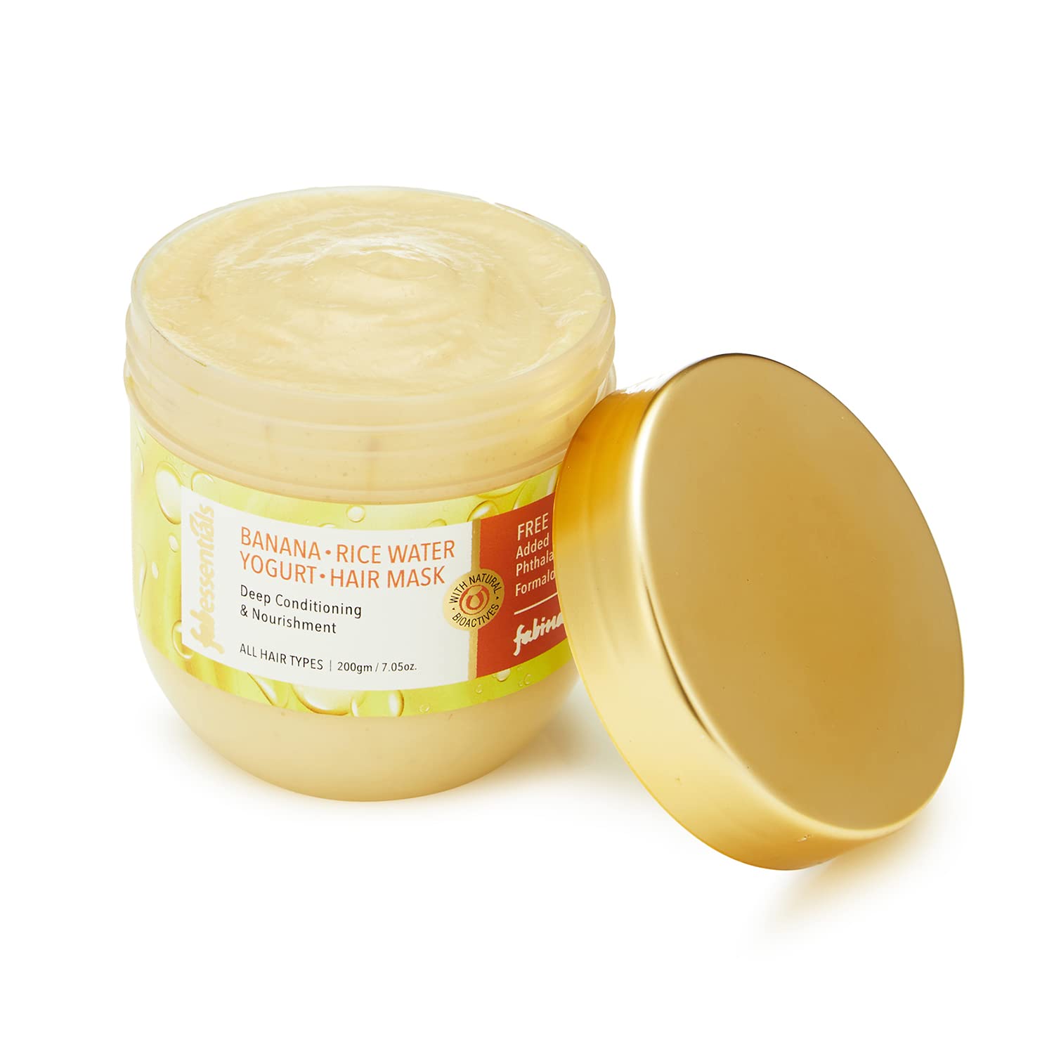 Fabessentials Banana Rice Water Yogurt Hair Mask for Hair Growth & Breakage Prevention | Paraben-Free, 200g | Deep Conditioning Treatment for Dry, Damaged & Frizzy Hair at Home