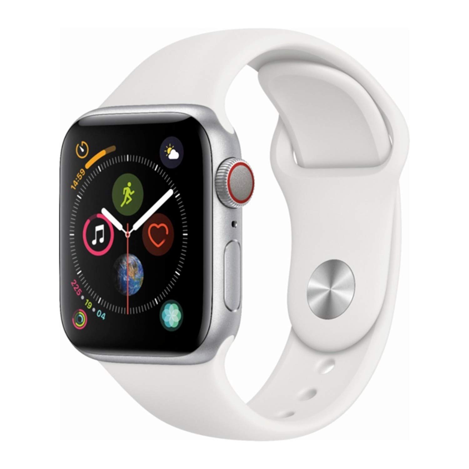 Refurbished Apple Watch Series 4 GPS + Cellular 40mm - Silver Aluminum Case with White Sport Band | Smart Fitness Tracker, Heart Rate Monitor & Water Resistant for Running, Swimming & Daily Use