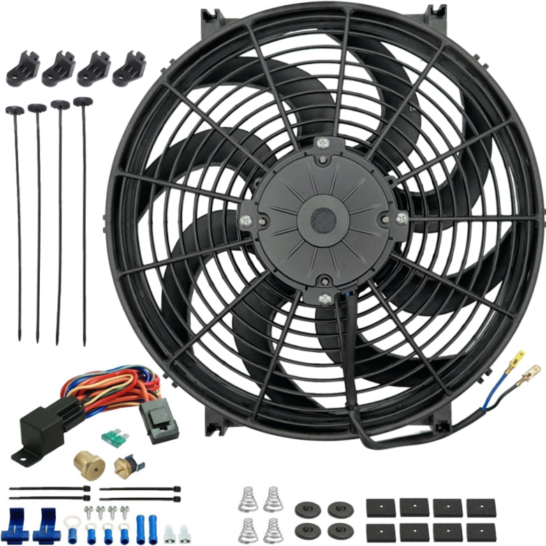 14-15 Inch 180W Electric Cooling Fan with Thermostat & Temperature Switch Wire Kit - Perfect for Car Radiator Cooling & Home Ventilation Systems