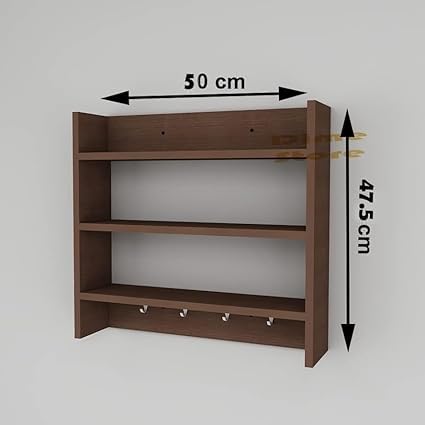 VOLDMART Wooden Kitchen Storage Rack - 3-Tier Organizer Shelf for Spices, Utensils & Cookware - Space Saving Kitchen Storage Solution for Pantry, Countertop or Cabinet