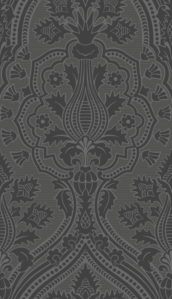 Cole & Son Pugin Palace Flock Grey Damask Wallpaper - Elegant Home Decor for Living Room, Bedroom & Dining Room