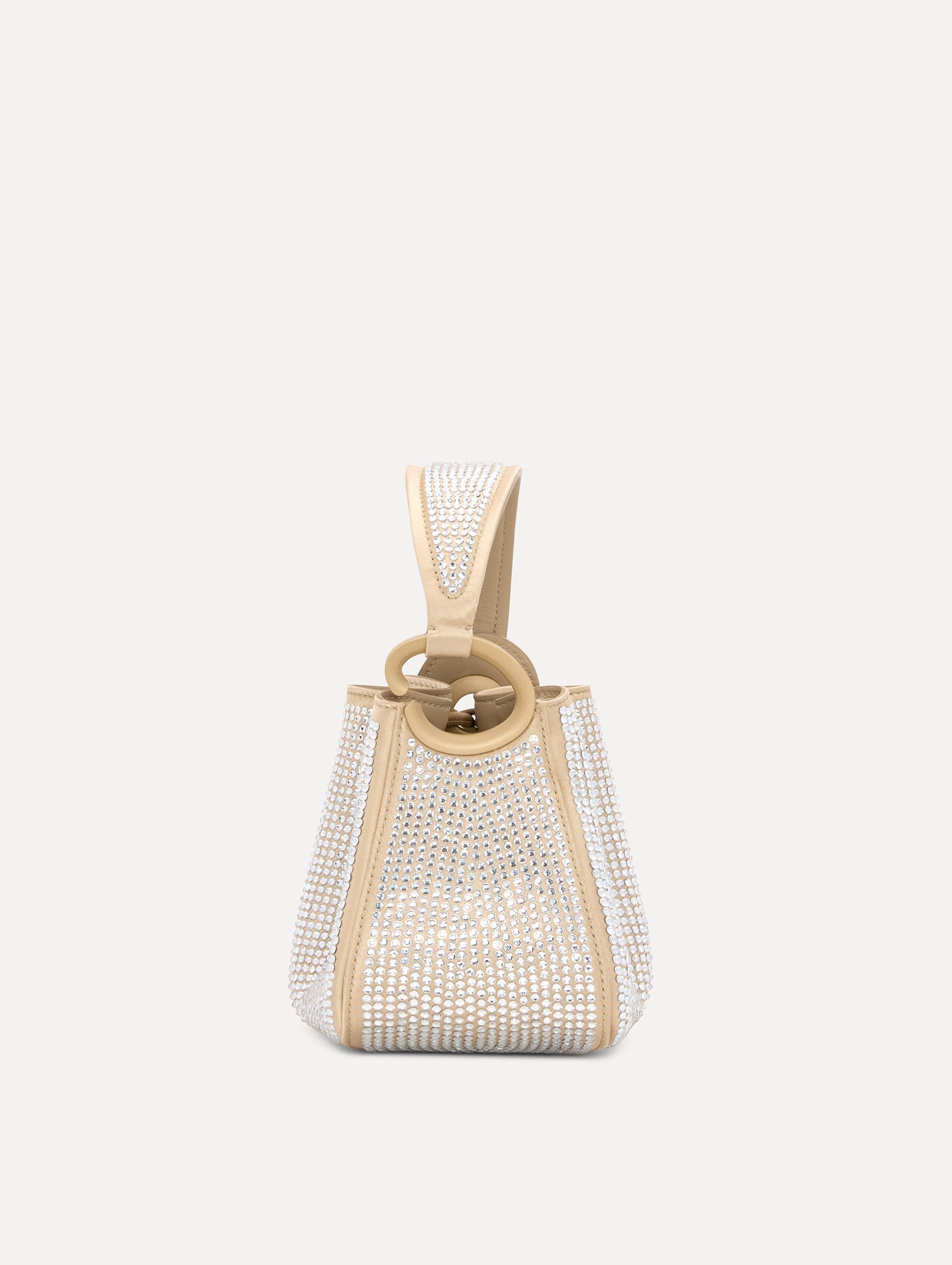 Nano Crystal Pavé O Handle Bag - Elegant Women's Evening Clutch for Parties, Weddings & Special Occasions