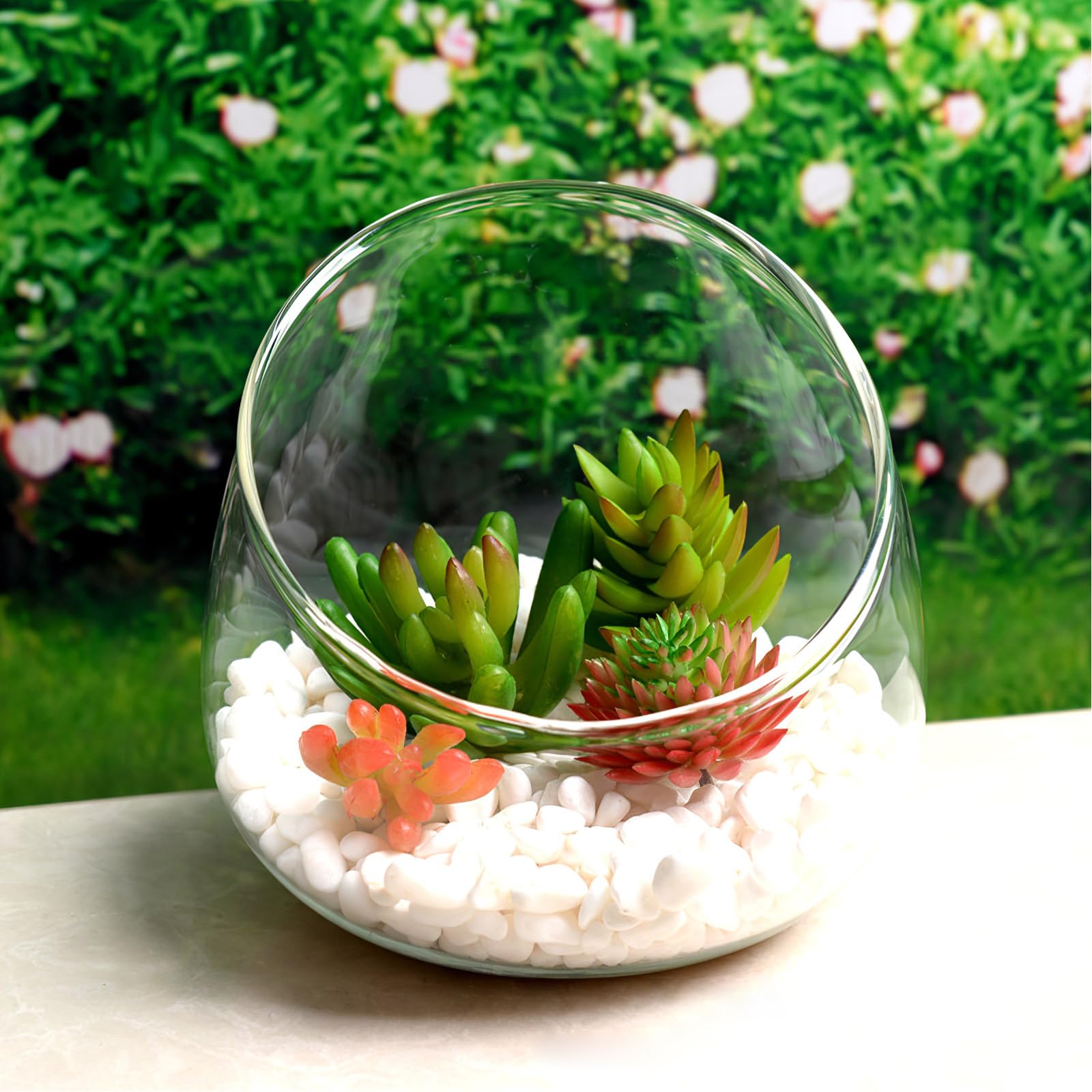 Angoily Cut Glass Bowl Vase - Elegant Terrarium Container, Candle Holder, Candy Dish & Planter for Home Decor, Centerpiece, Floral Arrangements & DIY Projects