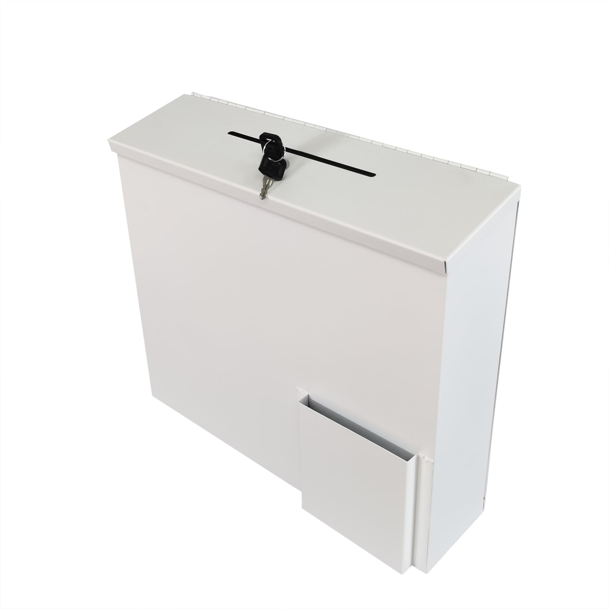 FixtureDisplays® Metal Collection Box - 15 x 4.6 x 13.5 Inch Wall Mount Donation Box for Charity, Fundraising, Tithes & Offering - Durable Suggestion Box with Secure Lock - Perfect for Churches, Schools & Offices