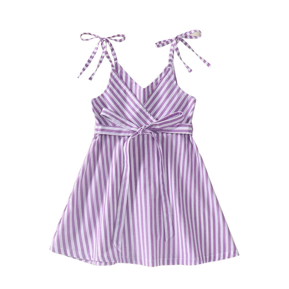 BOUTIKOME Baby Girl Striped Sleeveless Dress | Toddler Spaghetti Strap Summer Outfit | Beach, Party & Casual Wear for Girls 1-3 Years