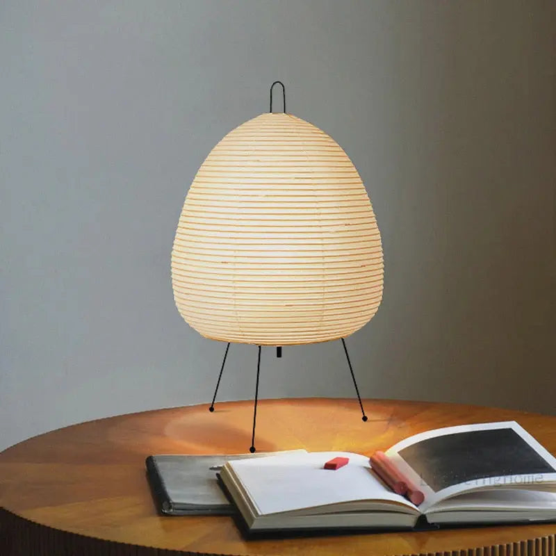 Handmade Alya Rice Paper Table Lamp - Natural Bamboo Frame, Soft Ambient Lighting for Bedroom, Living Room, or Office Decor