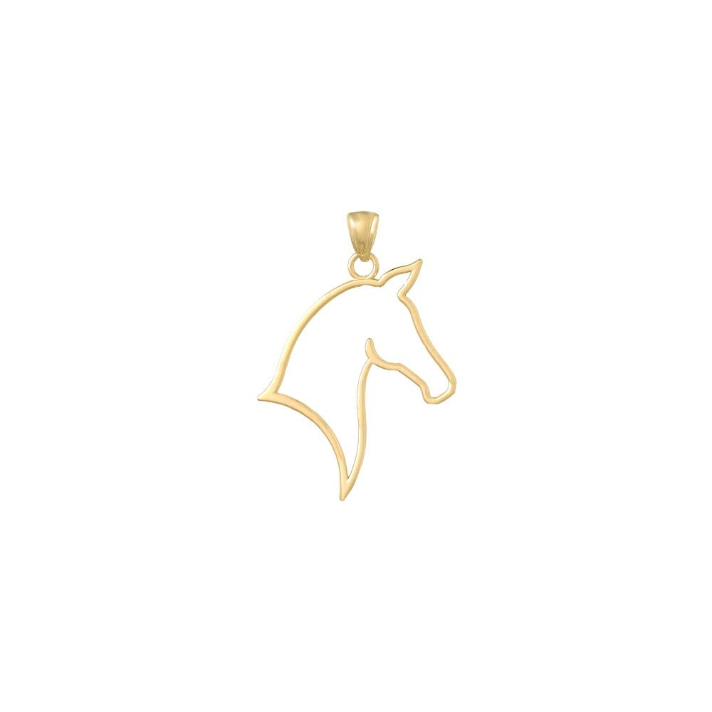 10K Yellow Gold Horse Head Profile Cut Out Pendant Necklace - Elegant Animal Jewelry for Women - Perfect for Gifts, Parties & Everyday Wear