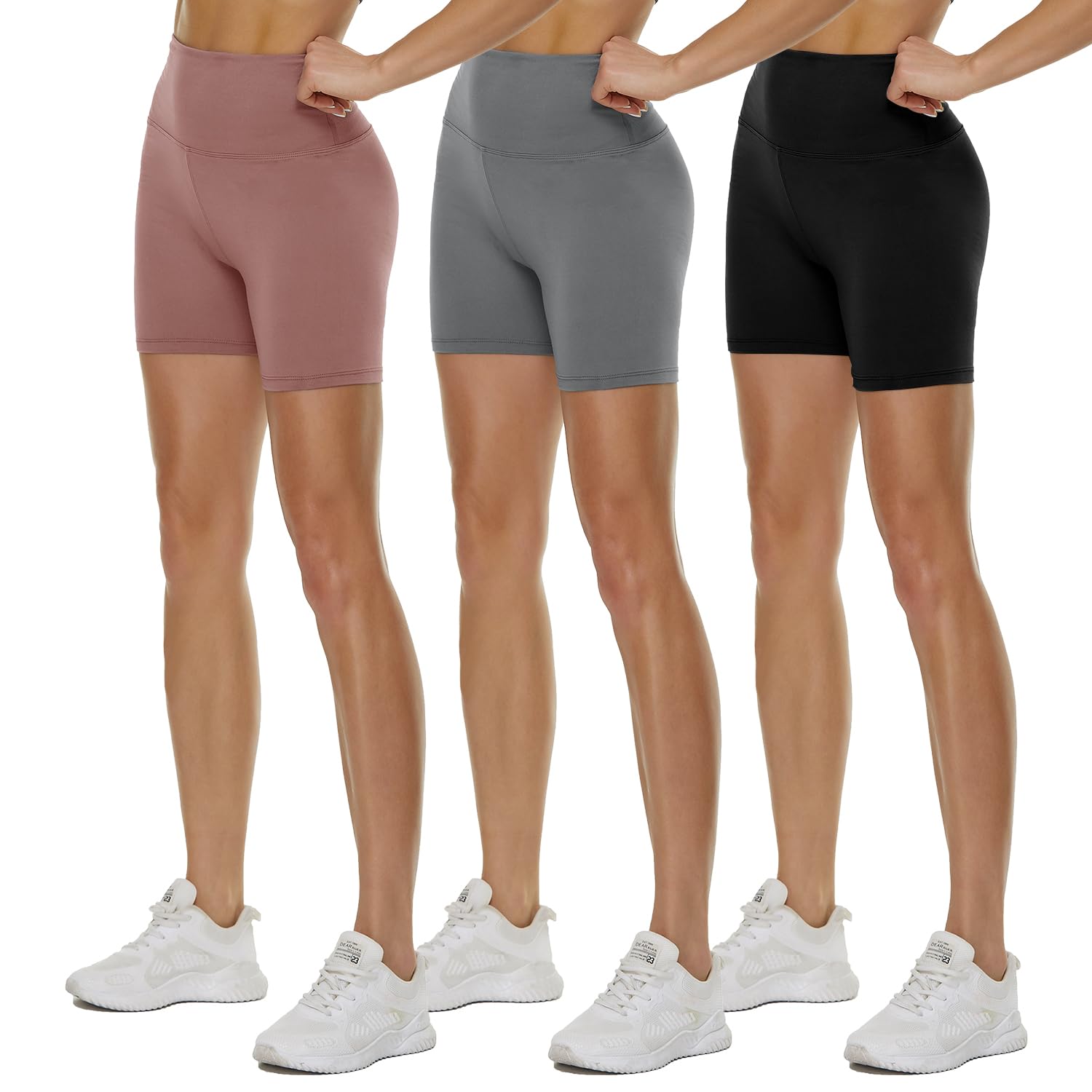 3 Pack High Waisted Biker Shorts for Women - 3