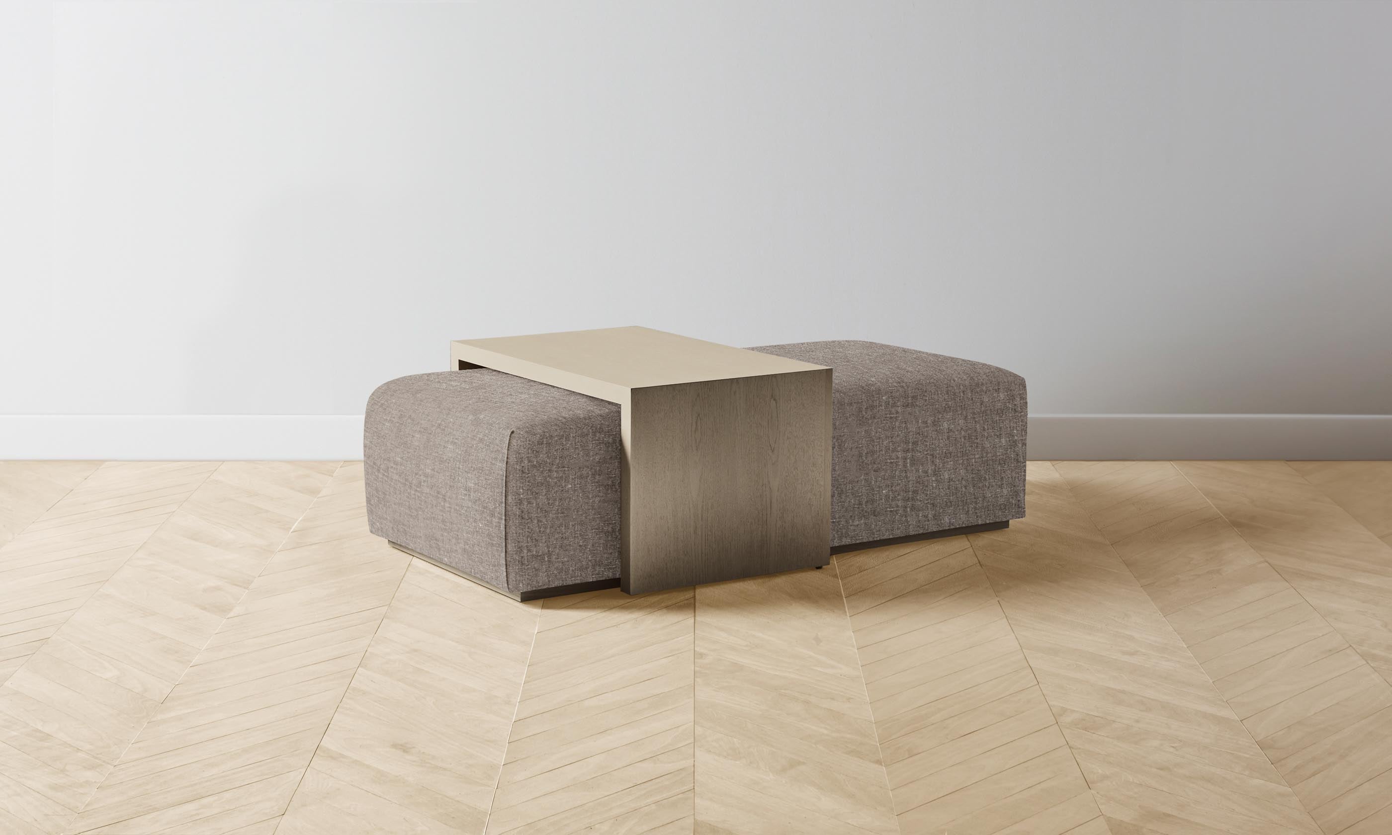 The Bowery Ottoman - Heritage Belgian Linen in Carob Brown | Modern Living Room & Bedroom Footrest Stool