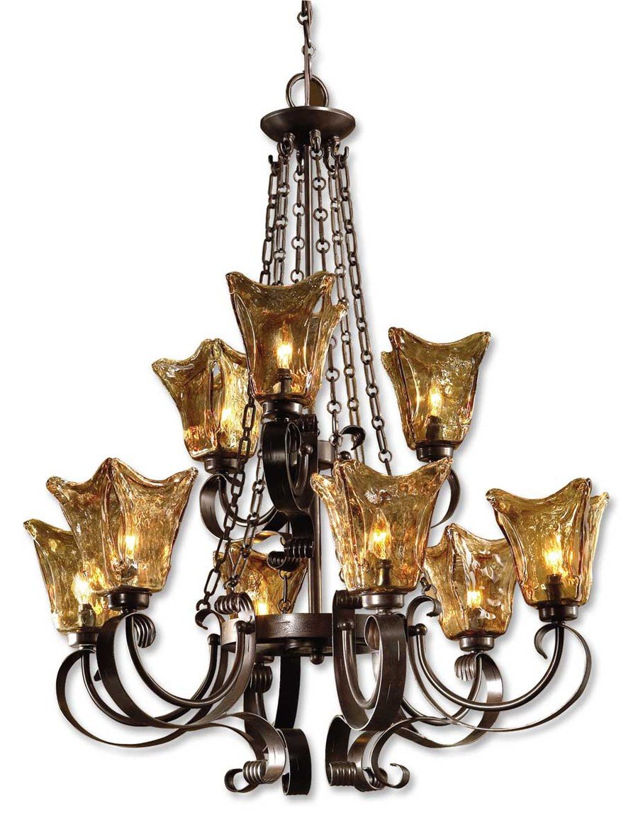 Uttermost Lighting - Vetraio 9-Light Contemporary Chandelier | Modern Glass Pendant Light Fixture for Dining Room, Foyer & Living Room Decor | Model 21005